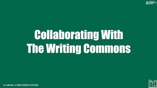 Collaborating with the Writing Commons