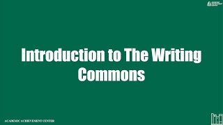 Introduction to the Writing Commons