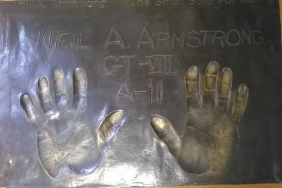  Sarah Wyatt photographed the imprints of the hands of astronaut Neil Armstrong — one of her heroes — on display in the Space Walk of Fame museum in Titusville, Fla. 