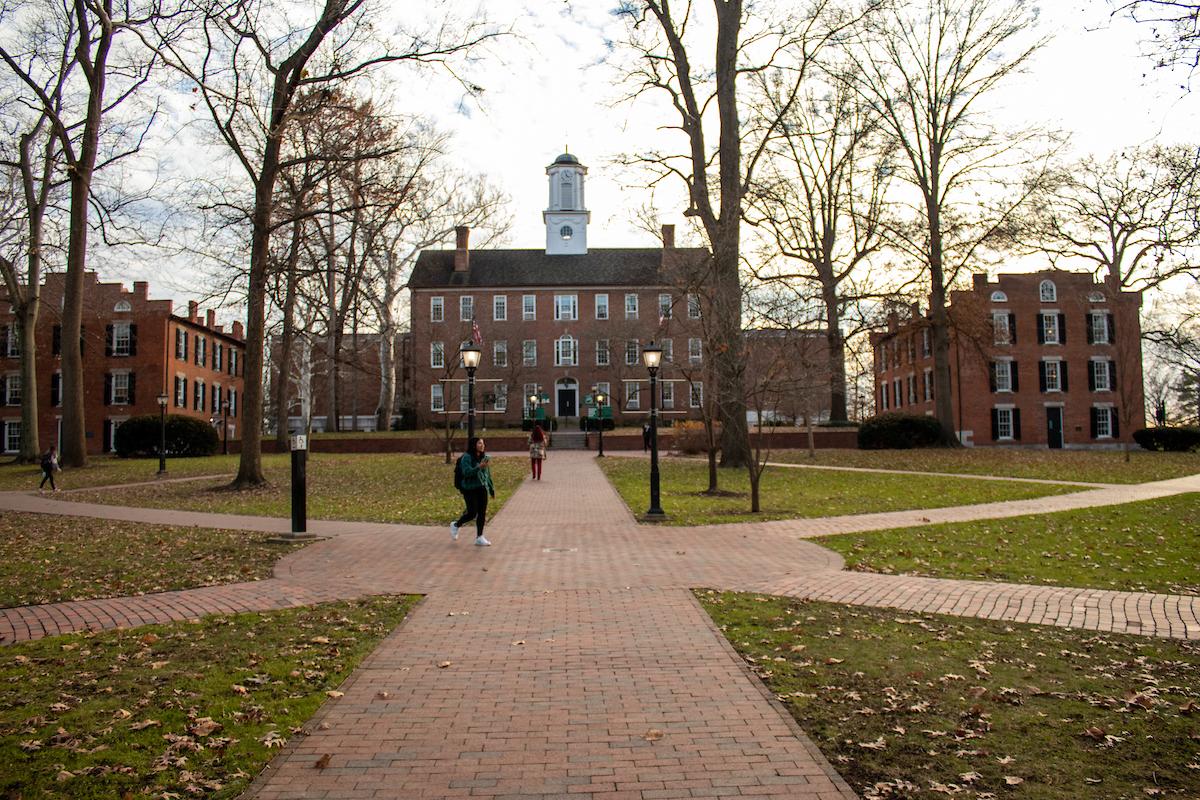Image of college green and the bricks with a view of Cutler Hall.