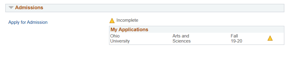 Application Status: Incomplete
