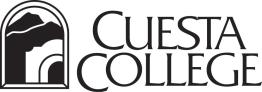 Black and white logo that reads Cuesta College