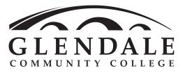 A black and white logo that reads Glendale Community College