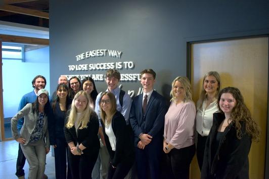 students posing at Columbus office