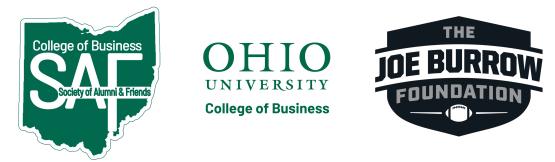 Society of Alumni & Friends, College of Business, Joe Burrow Foundation Logos