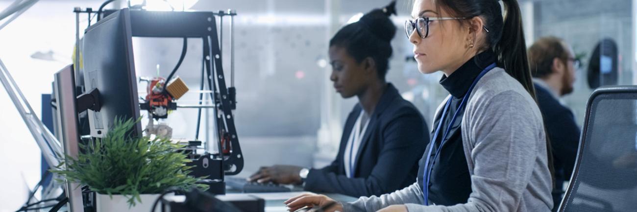 GIS analysis image with women at computers