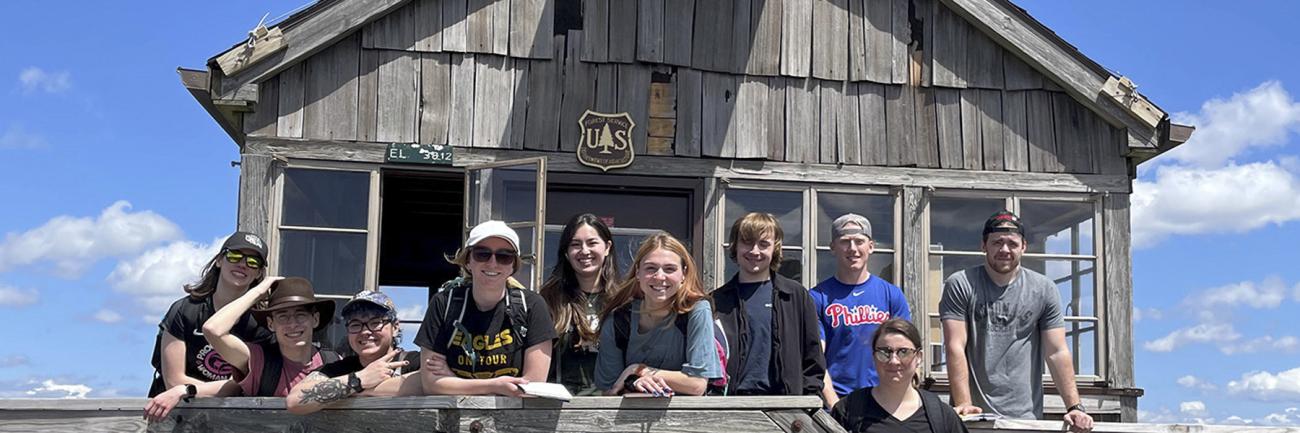 Students on geology field trip