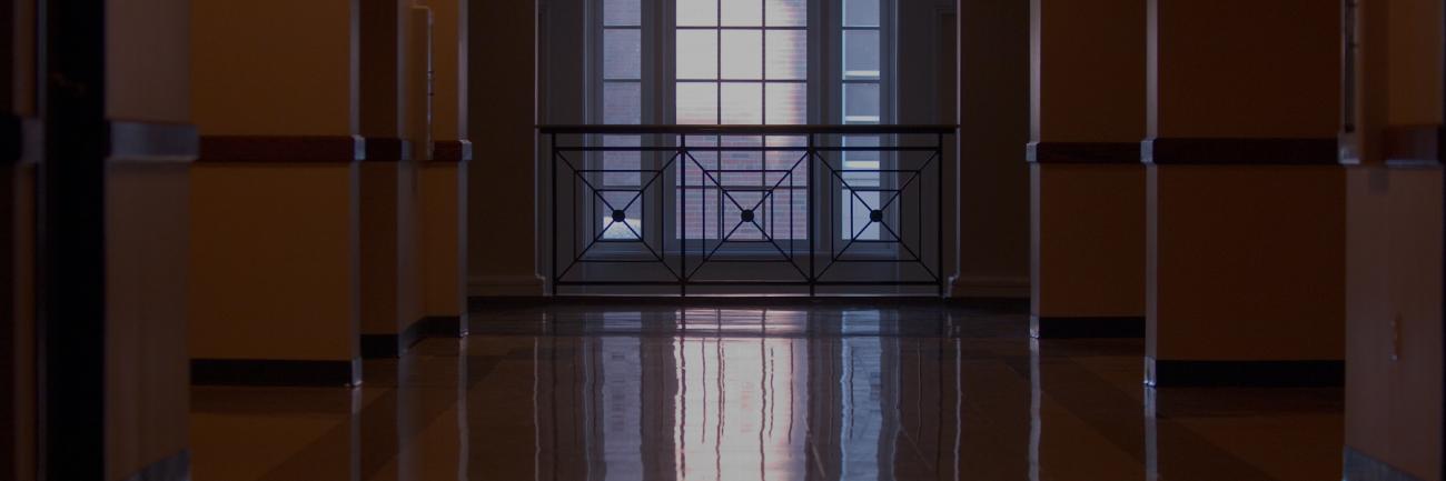 Reflections in a hallway in Bentley, Ohio University