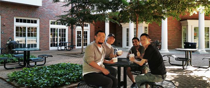 Dr. Zhihua Hua with graduate students, Peifeng Yu, Madhura Yapa and Yang Li