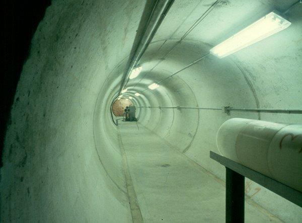 Looking down the new neutron time-of-flight tunnel.