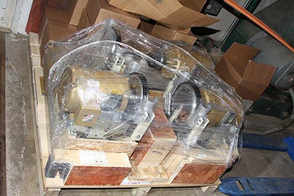 The chain drive motors and pulleys, awaiting installation, on December 15, 2011.