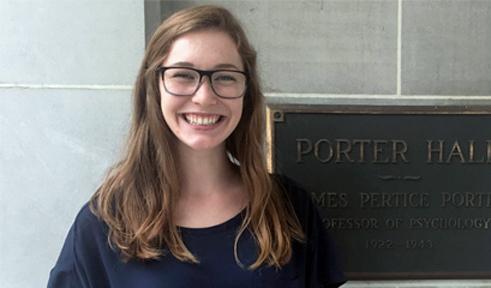 Claire Alexander's profile picture Clair Alexander, portrait outside Porter Hall