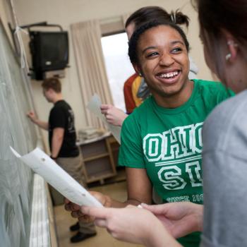 Christina Myles in a classroom