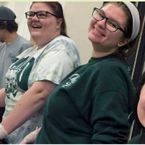 Students volunteering at a food kitchen