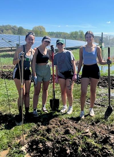 Ohio University nutrition students work at the community garden