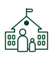 Child and parent in front of a school