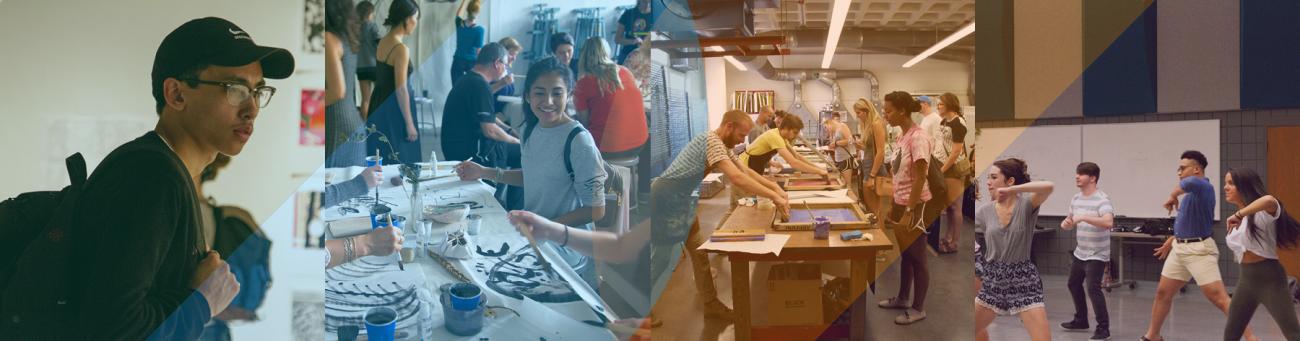 Students participating in art experiences