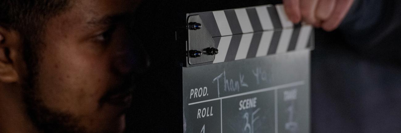 A director's clapboard used by Ohio University students