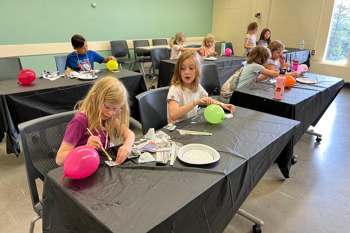 students doing a craft project