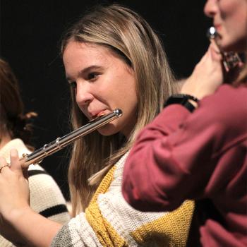 Student playing flute