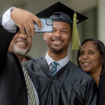 An Ohio University student at commencement