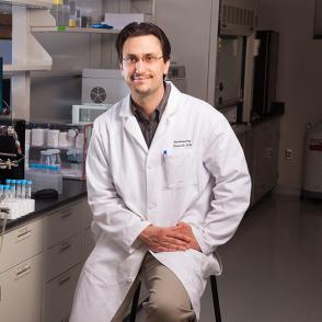 Dr. Justin Holub in his lab.