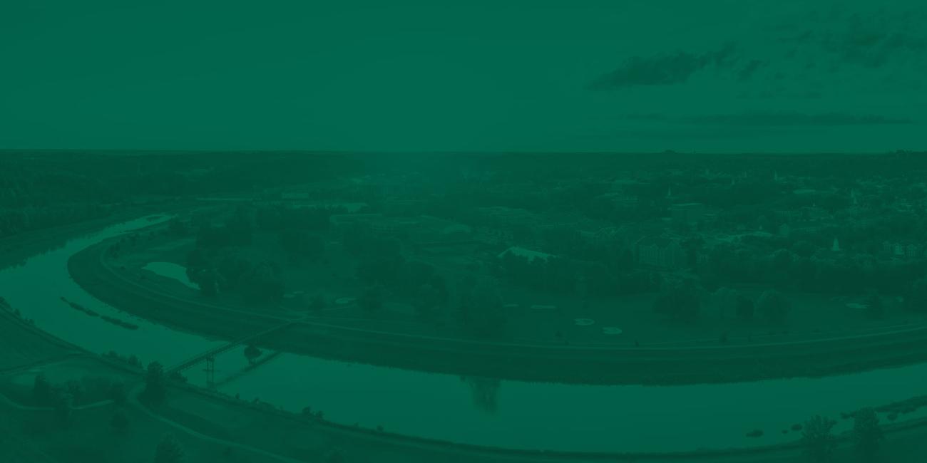 Aerial view of Ohio University's Athens campus at sunset