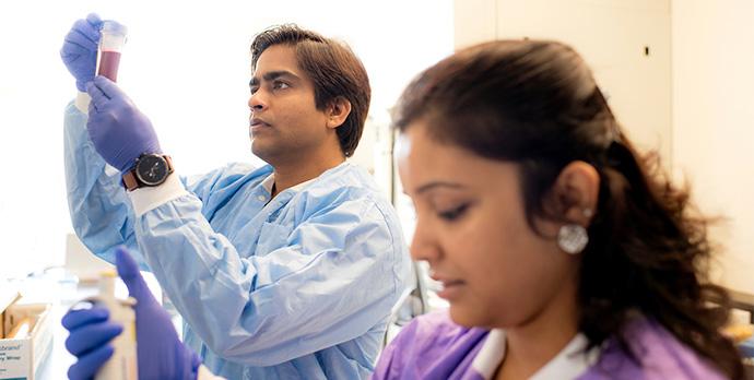 Two researchers in lab