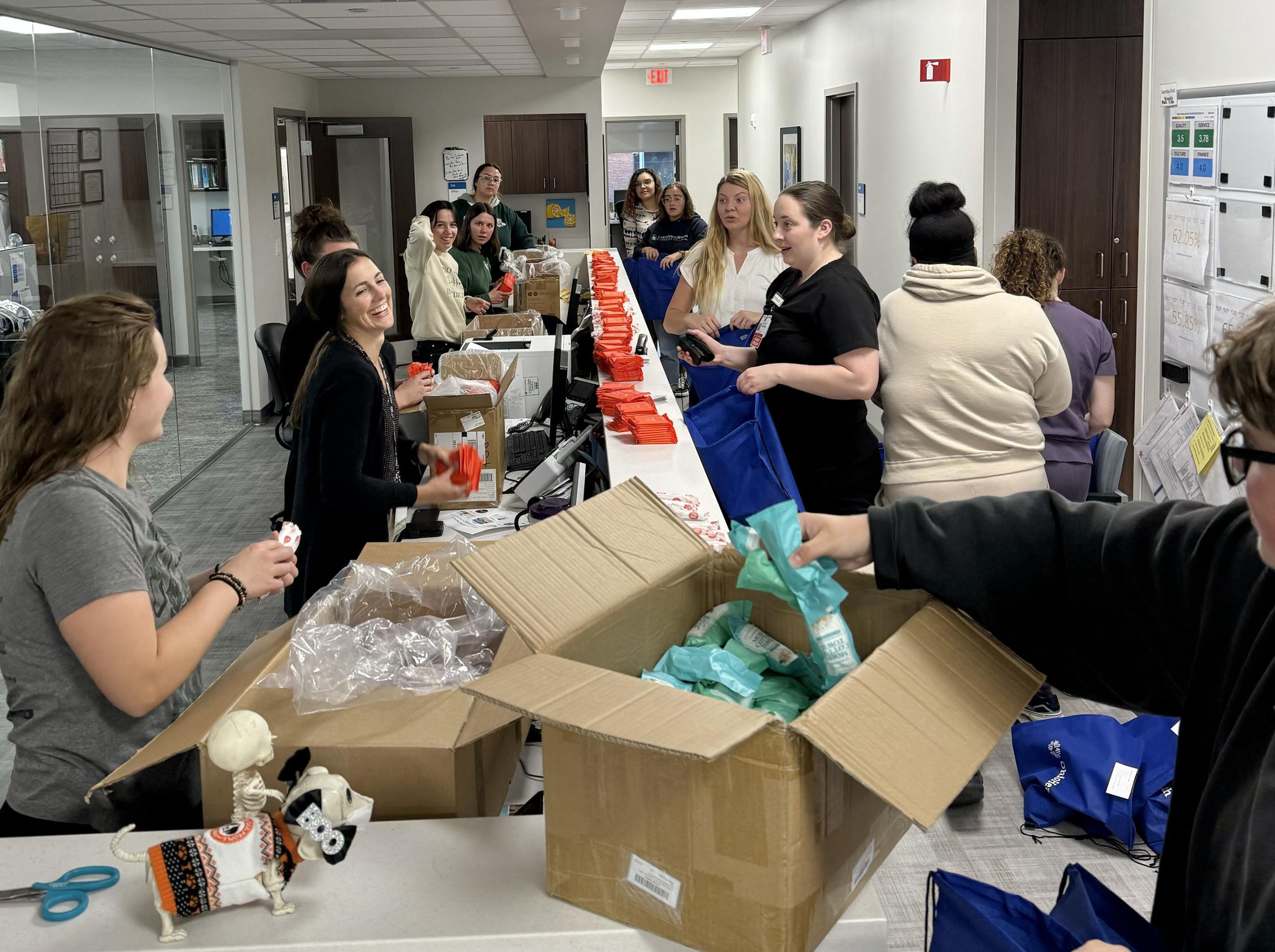Group packing period products