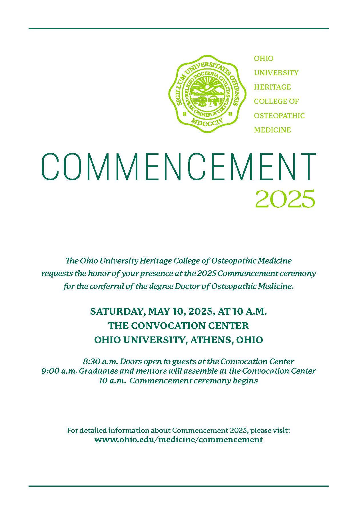 HCOM Commencement Invitation 2025