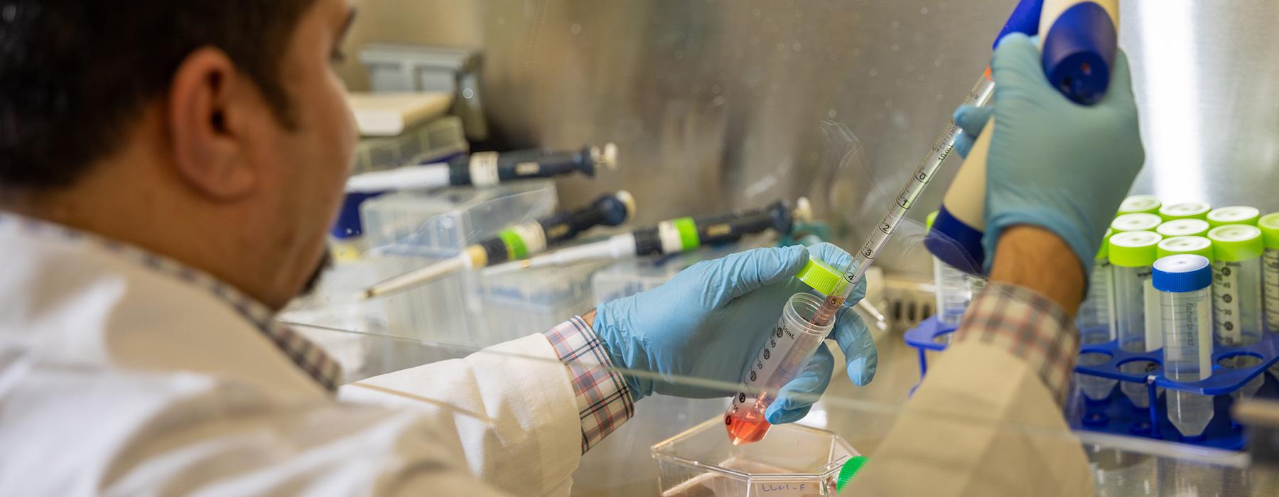 Student conducting research in a lab.