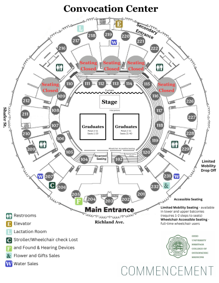 Interior map of Ohio University Convocation Center