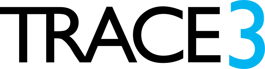 logo trace displayed in black, 3 displayed in blue