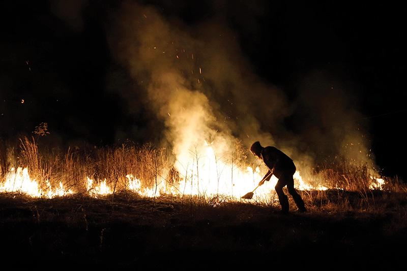 firefighter and fire