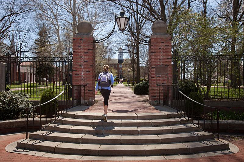student walking on campus