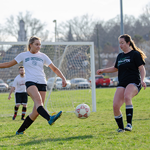 Intramural soccer game in progress