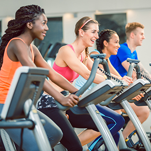 Students on exercise machines