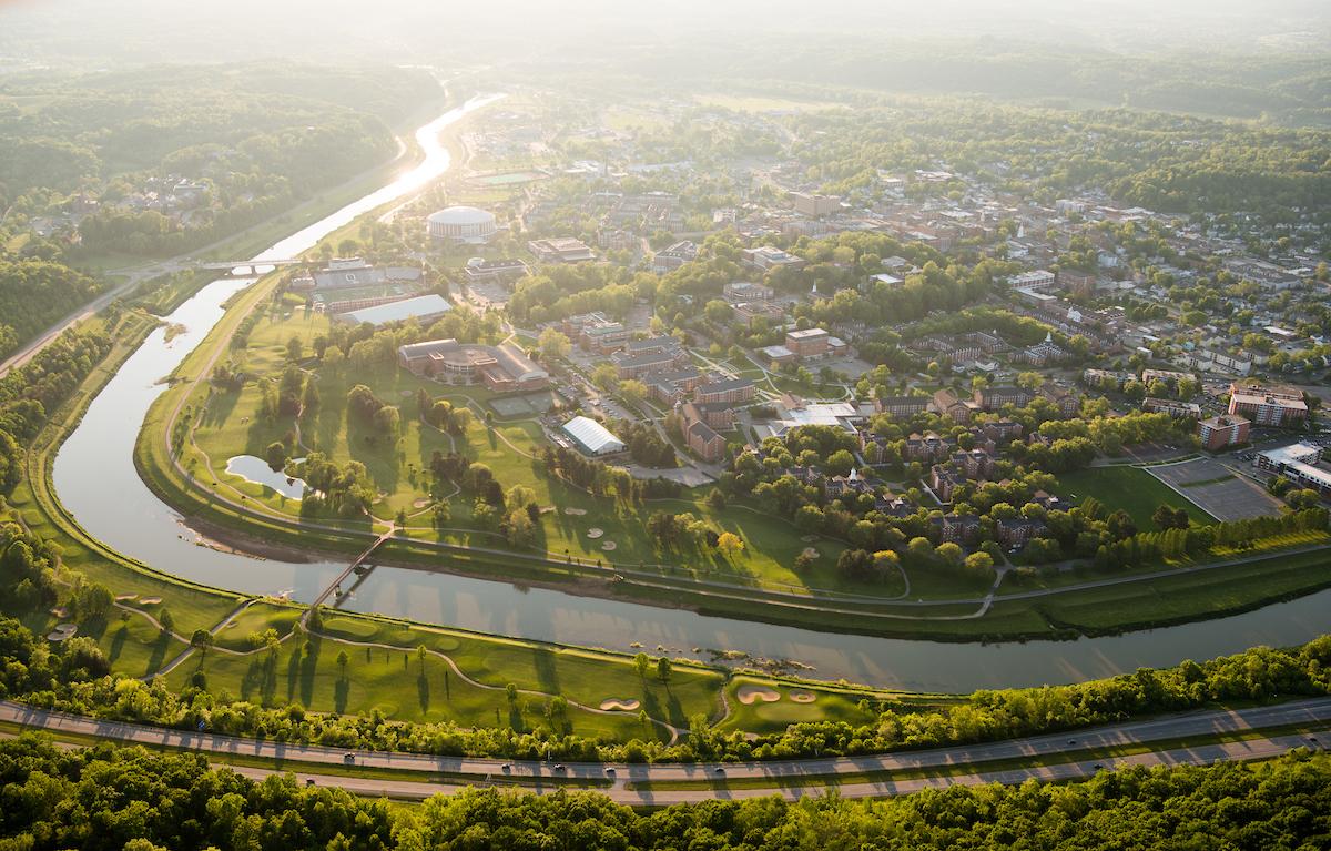 Aerial view of Ohio University's Athens campus