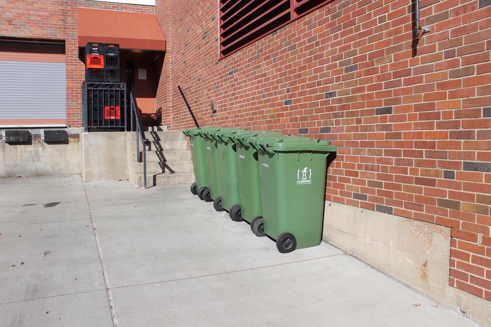 recycling bins at the back of Jefferson market