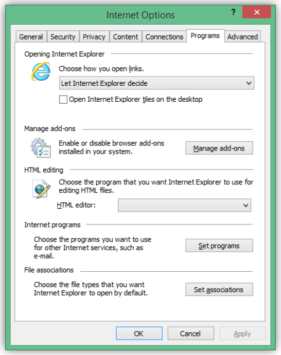 Internet Options