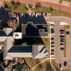 Overhead view of The Ridges and its parking lots