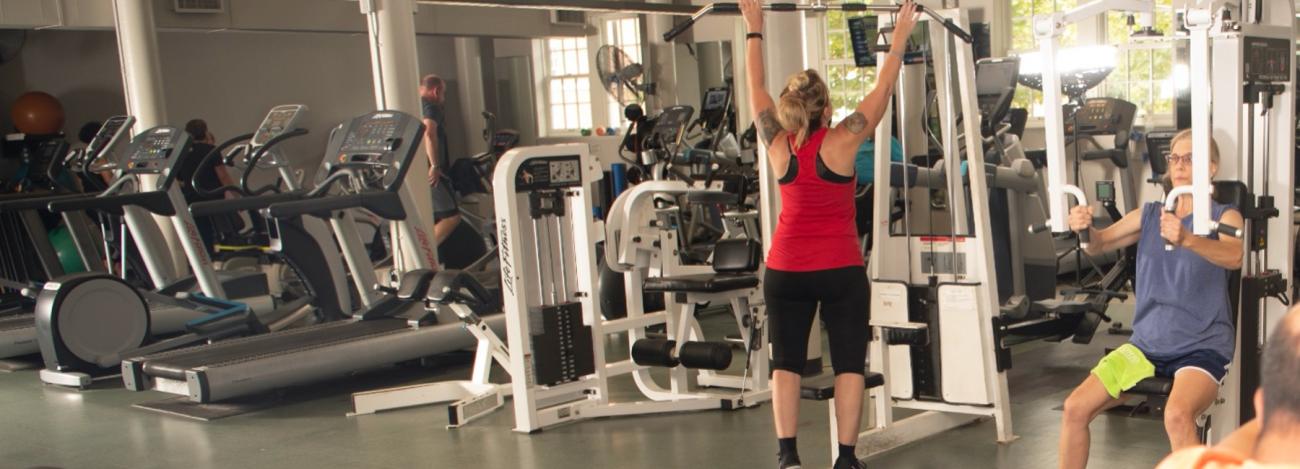 Members exercising in Fitness Center at Grover Center