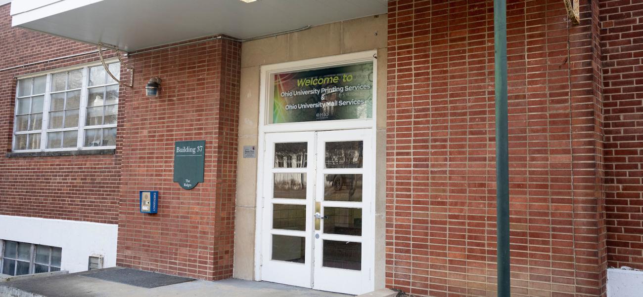 Exterior of the building at the Ridges that houses the Printing Services department