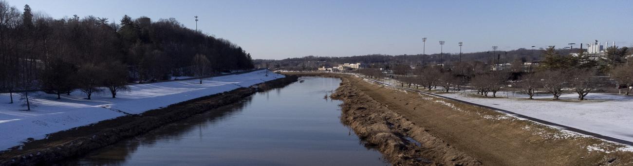 The Hocking River near the Richland Avenue bridge.