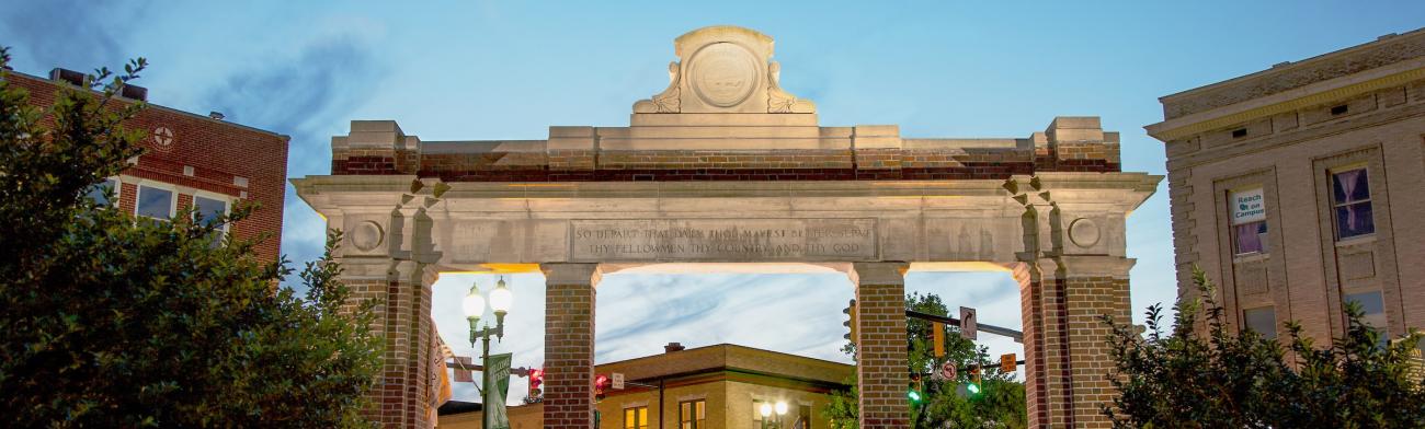 Top of College Gateway.