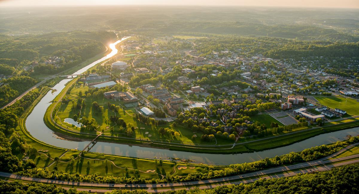 panorama of campus from drone