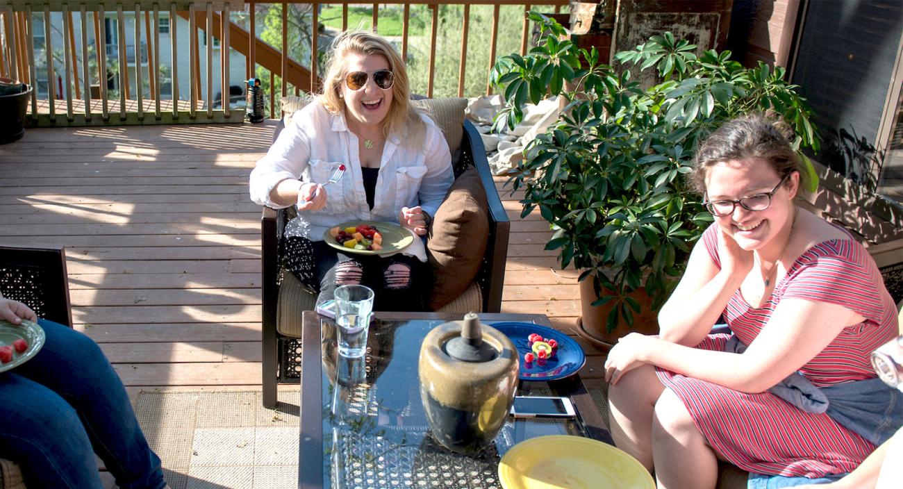Boyd Scholars and Faculty discuss and laugh during a MBSP Book Club Meeting