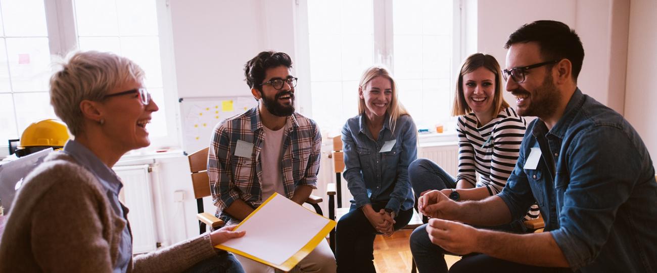 a group of people meeting