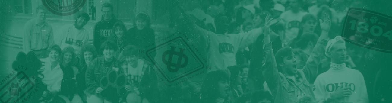A collage of OHIO students on campus cheering and posing for a picture