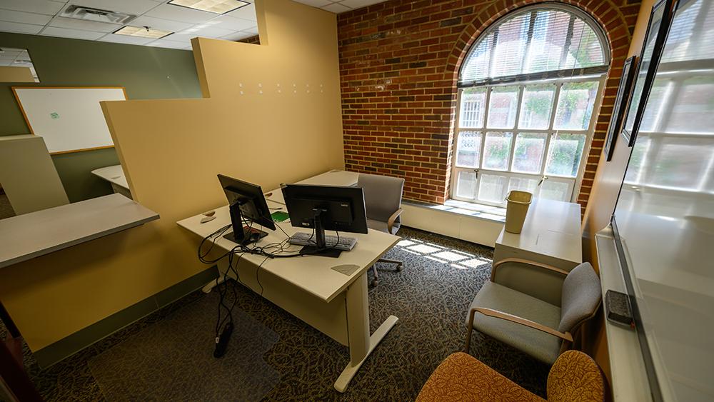 Flexspace office desk with a window